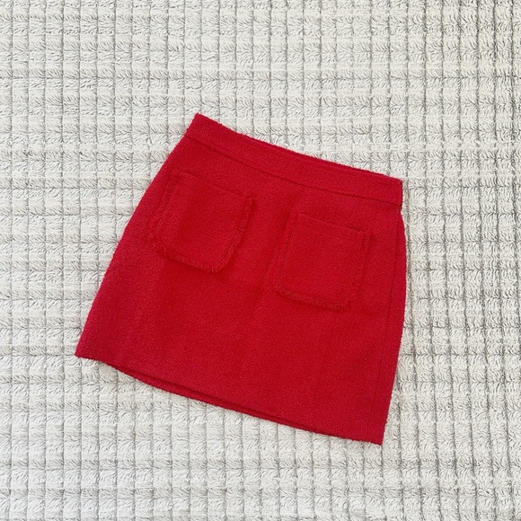 Loft NWT Red Textured Tweed Women's Skirt - Picture 2 of 4